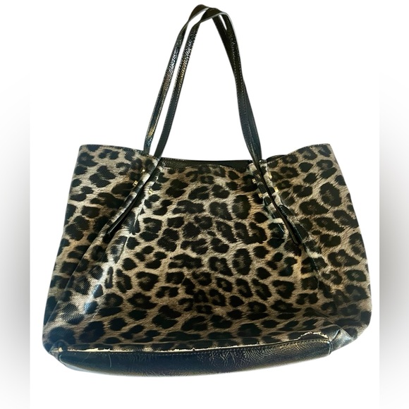 Kate Landry Large Grey Leopard Print Tote Bag - Picture 7 of 14